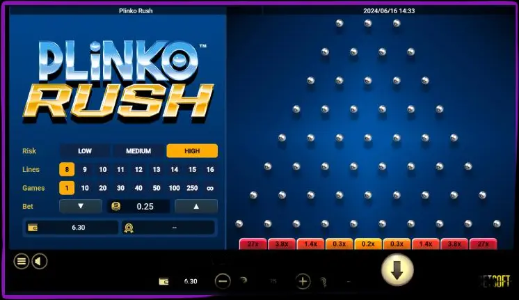 Juega Plinko en tu teléfono inteligente.